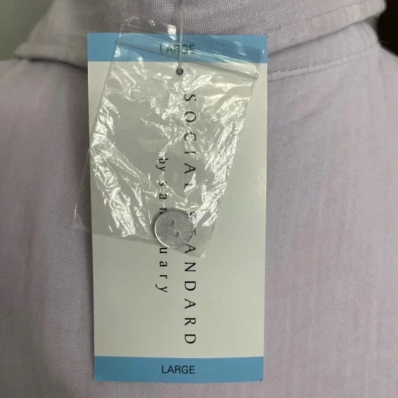 NWT - Social Standard by Sanctuary Gauze Button Down Shirt Lavender Purple Large - Picture 3 of 7